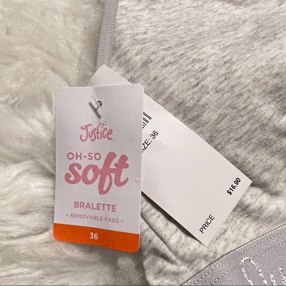 Pair of Justice Bralettes oh so soft behind the neck strap Size 36 New with tags - Picture 7 of 9